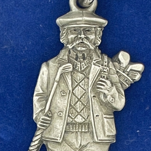 Vintage FORT Pewter Key Chain English Male Golfer Original Gift Box - Picture 10 of 11
